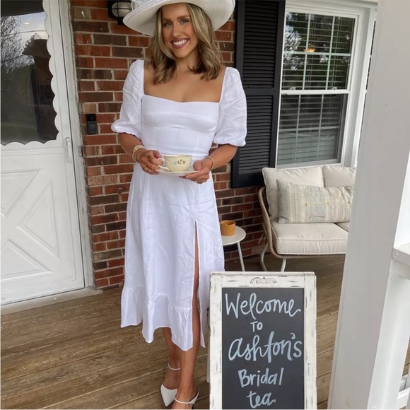 Reformation Belgium Linen Dress in White - Picture 2 of 14